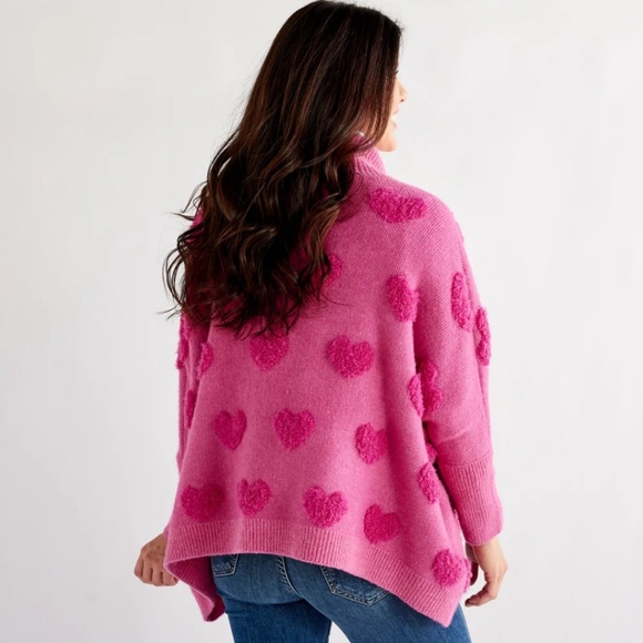 Caryn Lawn Pink “Cape Heart” Sweater One Size New With Tags! - Picture 2 of 6